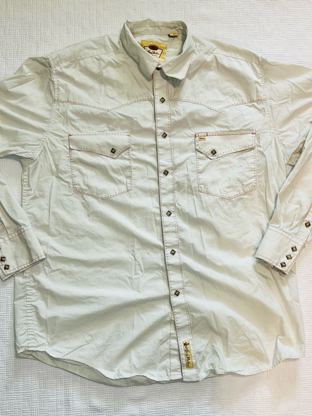 Larry Mahan Light Cream Western-Style Button-Down Shirt